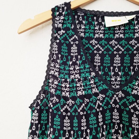 Anthropologie Maeve Cammie Embroidered Peplum Top XS V Neck Preppy Boho Classic - Picture 13 of 16